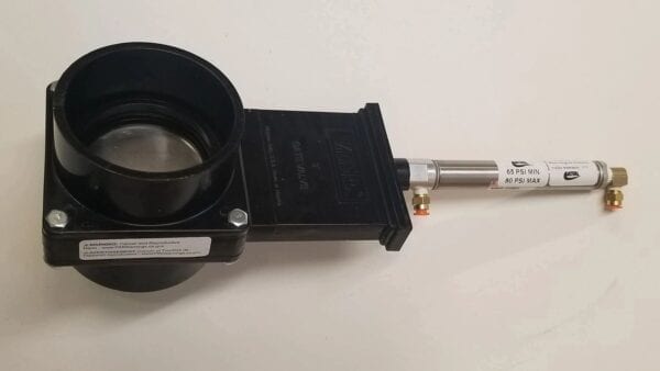 A Valterra 9301S 3" SS Paddle PVC Slip X Slip Valve Set of 2 device with a pipe attached to it.